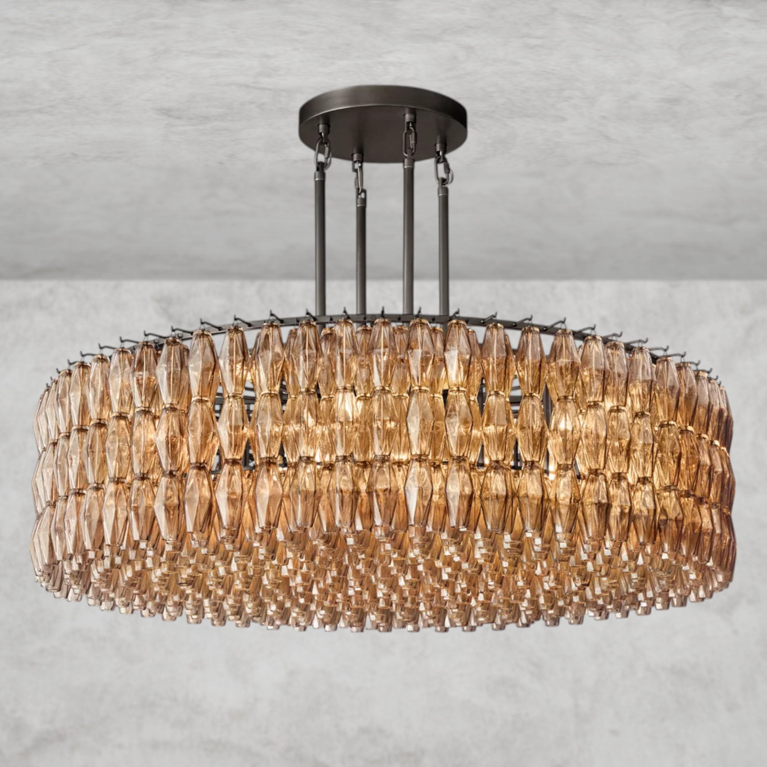 CHIARA CLEAR/ SMOKE GLASS ROUND CHANDELIER 37", 47", 62"